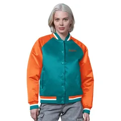 スターター レディース アウター ジャケット・ブルゾン ヴィンテージ サテン Womenstarter AquaOrange Miami Dolphinsatin FullSnap Vintage Vのサムネイル