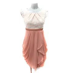ダリルダイヤモンド Daryl Diamond ワンピース ひざ丈 ノースリーブ ドッキング レース シフォン 9 M ベージュ オレンジベージュ /YI