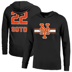 マジェスティック メンズ トップス Tシャツ パーカー Mens Majestic Threads Juan Soto Black New York Mets Lightweight Name Number Hoodie Met Black ブラック