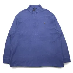 POLO RALPH LAUREN ハーフジップ スウェット 2XL ブルー ESTATE RIB スモールポニー刺繍