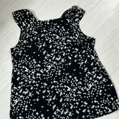 蝶柄 ブラック ノースリーブ ブラウス ヴィンテージ