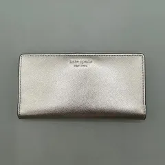 極美品　kate spade new york　ケイトスペード　長財布　折り財布　フラップ式　ロゴ　ゴールド　レザー