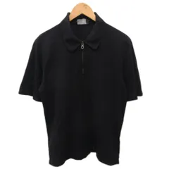 サルヴァトーレフェラガモ Salvatore Ferragamo ポロシャツ 半袖 ハーフジップ ジップアップ コットン M 黒 ブラック IBO89のサムネイル