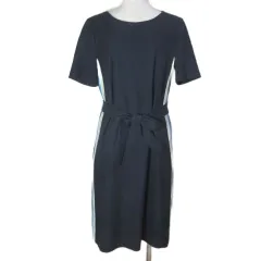 ヒューゴボス HUGO BOSS ワンピース サイドライン ひざ丈 半袖 ウエストリボン 日本サイズM相当 DE36 UK8 T40 US4 MX26 紺 ネイビー /Xのサムネイル