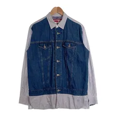 JUNYA WATANABE MAN COMME des GARCONS ジュンヤワタナベマン コムデギャルソン 20SS Levi's リーバイス デニム切替 ストライプシャツ ホワイト インディゴ WE-B015 Size Sのサムネイル