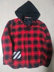 XXL オフホワイト CHECK フード シャツ ジャケットのサムネイル