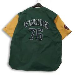 VISION STREET WEAR ヴィジョンストリートウェア 半袖 ロゴ刺繍★ ワッペン 切替 ビッグ ベースボール シャツ Sz.L メンズのサムネイル