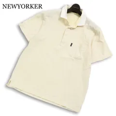 NEWYORKER ニューヨーカー 春夏★ ポケット付き 半袖 ボーダー 鹿の子 ロゴ刺繍 BD ポロシャツ Sz.L メンズ 黄色系のサムネイル