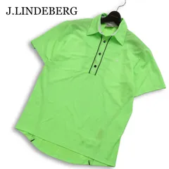 J.LINDEBERG Jリンドバーグ 春夏★ 半袖 ロゴ刺繍 切替 鹿の子 メッシュ ボタンダウン ポロシャツ Sz.M メンズ ゴルフ 緑
