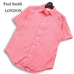 Paul Smith LONDON ポールスミス ロンドン 春夏★ 半袖 ストライプ イタリア製生地 ボタンダウン シャツ Sz.M メンズ