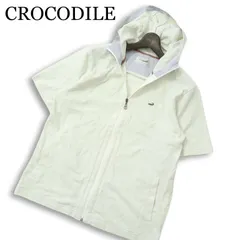 CROCODILE クロコダイル 春夏★ 半袖 ロゴ刺繍 鹿の子 ジップアップ パーカー Sz.L メンズのサムネイル