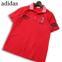 adidas GOLF アディダス  ゴルフ 通年★ 半袖 鹿の子 ロゴ刺繍 ワッペン ボタンダウン ポロシャツ Sz.L/G メンズ 赤系