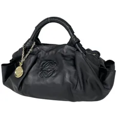 ロエベ LOEWE ナッパアイレ アナグラム ハンドバッグ レザー ブラック レディース 【中古】