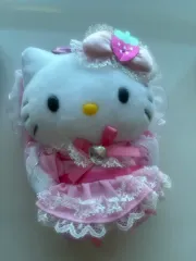 ハローキティ ぬいぐるみ ロリータ ピンク レース マスコット キーホルダー