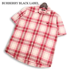 BURBERRY BLACK LABEL バーバリー ブラックレーベル 春夏 ホース刺繍★ 半袖 チェック シャツ Sz.3 メンズ