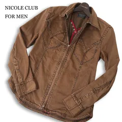 Y2K 00s★ NICOLE CLUB FOR MEN ニコルクラブ フォーメン USED加工 スタッズ ZIP ウエスタン シャツ ブルゾン Sz.46 メンズのサムネイル