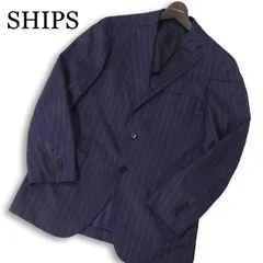 SHIPS × RING JACKET シップス × リングヂャケット 通年 カノニコ生地 ストライプ テーラード ジャケット Sz.46 メンズ 紺