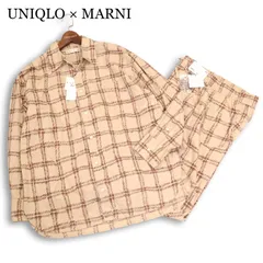 新品★ UNIQLO × MARNI ユニクロ × マルニ★ オーバーサイズ チェック シャツ & ワイド パンツ セットアップ Sz.L メンズ