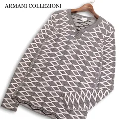 ARMANI COLLEZIONI アルマーニ コレツィオーニ 通年★ ジャガード 幾何学模様 スリム ニット セーター Sz.48 メンズのサムネイル