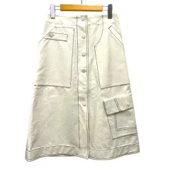 3.1 フィリップリム 3.1 phillip lim スカート デニムスカート F191-3024GBT Aライン バックスリット ステッチ ロング 0 白 ホワイト 