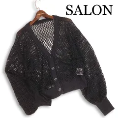 24AW★ SALON ADAM ET ROPE アダム エ ロペ 春夏 ラメ メッシュ♪ 2way ニット カーディガン Sz.F　レディース 黒