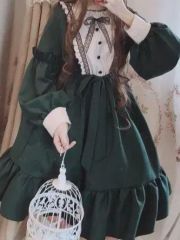 小能熊 ロリィタ 緑タータンチェック 半袖長袖 ワンピース - メルカリ