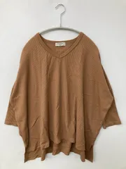 BACK NUMBER バックナンバー Tシャツ/カットソー M ブラウン 無地 ミドル丈 Vネック 半端袖