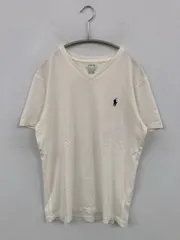 Polo Ralph Lauren ポロラルフローレン Tシャツ/カットソー S ホワイト 無地 ワンポイント ブランドロゴ ミドル丈 半袖 Vネック