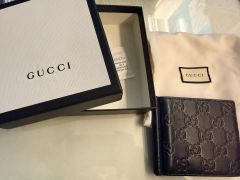 GUCCI グッチ GGキャンバス ダークグレー 二つ折り財布メンズ