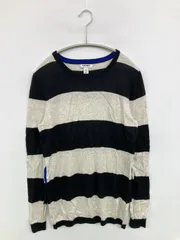 OLD NAVY オールドネイビー ニット/セーター M ブラック ボーダー柄 ミドル丈 長袖 クルーネック(丸首)
