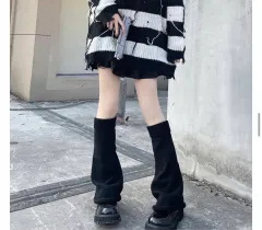 ブーツカット ニット レッグウォーマー ブラック