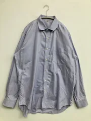 UNIQLO ユニクロ シャツ/ブラウス XL ブルー コットン 無地 ミドル丈 長袖 ボタンダウン