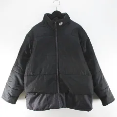 ナイキ NIKE 中綿 ジャケット M 黒系 ブラック ジップアップ 切替 ロゴ 刺繍 裏地