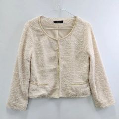 B2651【リントン】ツイード/ジャケット/フックボタン/オフホワイト 