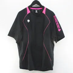 デサント DESCENTE スポーツウェア バレーボール 半袖 プラクティスピステ ウィンドブレーカー O 黒系 ブラック メッシュ 切替 プリント