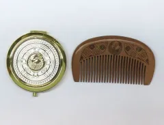 中古】グッズセット 鶴丸国永 コンパクトミラー＆木製丸型櫛セット