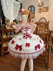 ベール付き ボンネット（ギンガム赤） 萬屋ひつじ ロリータ 赤 レッド