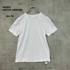 MARW UNITED ARROWS マルゥ ユナイテッドアローズ size34 クルーネック コットン ショートスリーブ カットソー Tシャツ 半袖 ホワイト 白 完売モデル 定番 シンプル 無地 カジュアル 綺麗め トップス インナー ★ ■◆のサムネイル