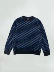 BOB ボブ カシミヤ アルパカ ドット クルーネック ニット ネイビー 