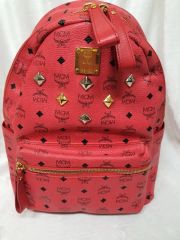 MCM スタッズ リュック レッド 】N79 エムシーエム ブランド 赤 - メルカリ