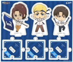 [Used] Acrylic Stand- Acrylic panel featuring mini characters Levi, Hange, and Erwin (Saitama Seibu Lions) - Connectable acrylic Stand"Attack Titan"2024 Collaboration with the 6 Pacific League Teams"