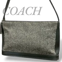 【MY0555】COACH コーチ ブリーカー ツイード デミ ジップ ワンショルダー ハンドバッグ 肩掛け 手提げ 鞄 ブラック グレー レザー ファスナー 6128 レディース