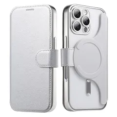 【新品】 【磁石2in1分離式】 スマホケース 対応 iPhone 16 pro max ケース 手帳型 背面 クリア 透明 カード収納 マグネット開閉式 メッキ加工 レンズカバー付き RFID盗難防止 高級なPUレザー+TPU アイフォン16プロマックス 0