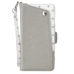 【新品】 YYKKTWBY case for iPhone 17対応 ケース アイフォン17 カバー 手帳型かわいい 猫の足跡 ストラップ付き マグネット式 財布型 横置きスタンド機能付き カードポケットつき 耐衝撃 全面保護 (B1-グレー, iPhon 1
