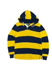 ポロ ラルフローレン ストライプ ラグビー フーデッドTシャツ