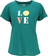 フィラ FILA テニス グラフィックTシャツ レディース ウィメンズ 女性 テニスウェア トップス 半袖 吸水速乾 UVカット 高機能 汗染み防止 テニスボール ワッフル 涼しい ロゴ  CZ6SGW019 LKH ライトカーキ