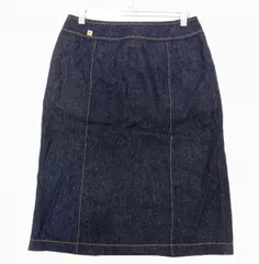 美品◇LEONARD シルク(絹)100％ ロングスカート シルクデニム インディゴブルー  レオナール  レディースのサムネイル