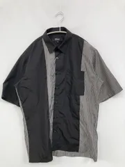 COMME CA ISM コムサイズム シャツ/ブラウス M ブラック コットン 無地 ストライプ柄 ミドル丈 半袖 レギュラーカラー