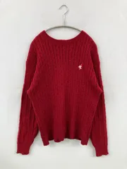 CLASSICAL ELF クラシカルエルフ ニット/セーター L レッド ニット 無地 ワンポイント 刺繍 ミドル丈 長袖 クルーネック(丸首)