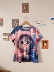 走る猫柄シャツ✳︎綿麻✳︎天然素材✳︎ねこ✳︎リネン✳︎コットン 